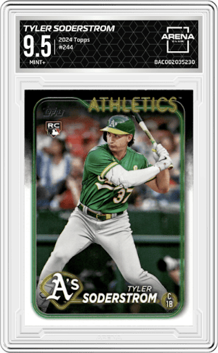 Tyler Soderstrom from the 2024 Topps  set graded by Arena Club and given an overall grade of 9.5.