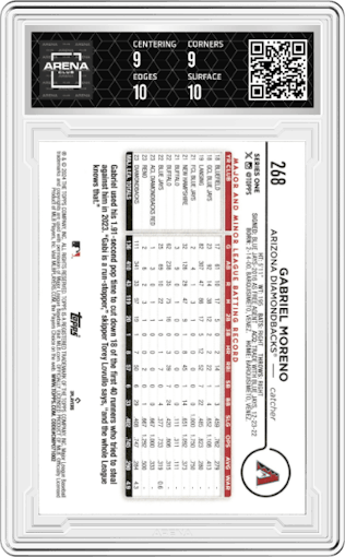 Gabriel Moreno from the 2024 Topps  set graded by Arena Club and given an overall grade of 9.5.