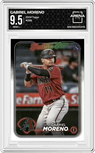 Gabriel Moreno from the 2024 Topps  set graded by Arena Club and given an overall grade of 9.5.