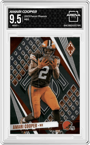 Amari Cooper from the 2023 Panini Phoenix set graded by Arena Club and given an overall grade of 9.5.