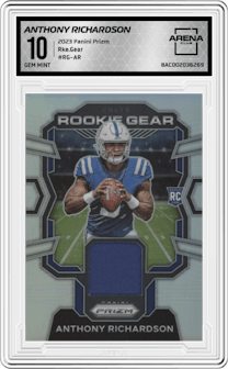 Anthony Richardson from the 2023 Panini Prizm set graded by Arena Club and given an overall grade of 10.
