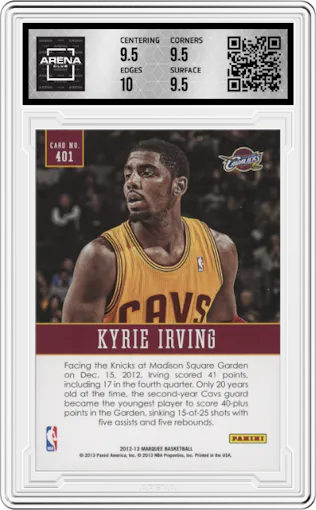 Kyrie Irving from the 2012-13 Panini Marquee  set graded by Arena Club and given an overall grade of 10.