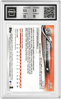 Juan Soto from the 2018 Topps Update set graded by Arena Club and given an overall grade of 10.