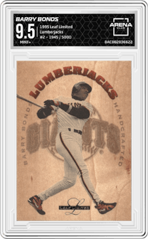 Barry Bonds from the 1995 Leaf Limited set graded by Arena Club and given an overall grade of 9.5.