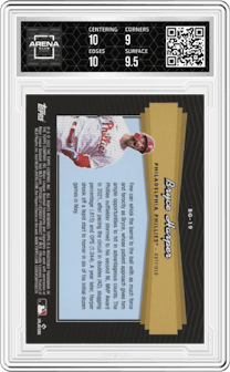 Bryce Harper from the 2022 Topps Update  set graded by Arena Club and given an overall grade of 9.5.