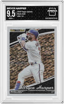 Bryce Harper from the 2022 Topps Update  set graded by Arena Club and given an overall grade of 9.5.