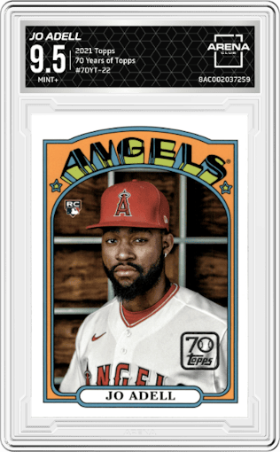 Jo Adell from the 2021 Topps set graded by Arena Club and given an overall grade of 9.5.