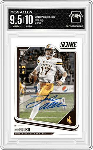 Josh Allen from the 2018 Panini Score set graded by Arena Club and given an overall grade of 9.5.