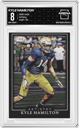 Kyle Hamilton from the 2022 SAGE set graded by Arena Club and given an overall grade of 8.