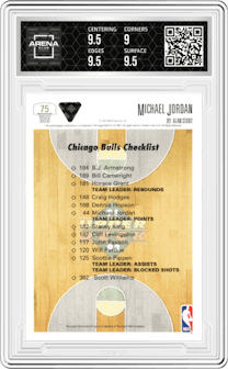 Michael Jordan  from the 1991-92 Upper Deck set graded by Arena Club and given an overall grade of 9.5.