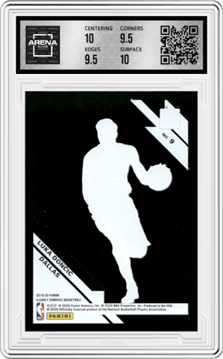 Luka Doncic from the 2019-20 Panini Clearly Donruss set graded by Arena Club and given an overall grade of 10.
