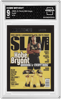 Kobe Bryant from the 2020-21 Panini NBA Hoops set graded by Arena Club and given an overall grade of 9.