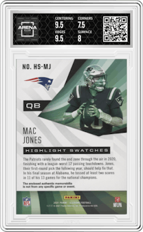 Mac Jones from the 2021 Panini Illusions set graded by Arena Club and given an overall grade of 8.
