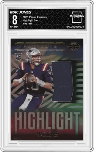 Mac Jones from the 2021 Panini Illusions set graded by Arena Club and given an overall grade of 8.
