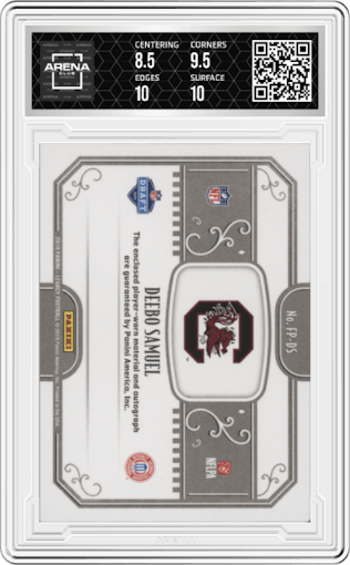 Deebo Samuel from the 2019 Panini Legacy set graded by Arena Club and given an overall grade of 9.