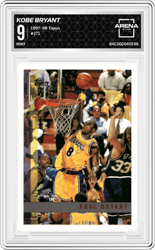 Kobe Bryant from the 1997-98 Topps  set graded by Arena Club and given an overall grade of 9.