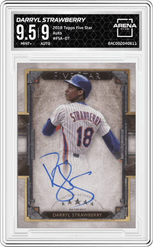 Darryl Strawberry from the 2018 Topps Five Star set graded by Arena Club and given an overall grade of 9.5.