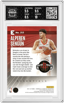 Alperen Sengun from the 2021-22 Panini Chronicles set graded by Arena Club and given an overall grade of 9.