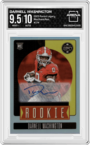 Darnell Washington from the 2023 Panini Legacy set graded by Arena Club and given an overall grade of 9.5.