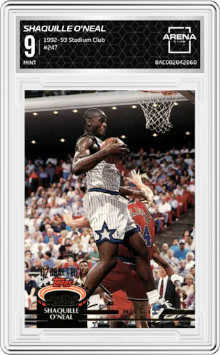 Shaquille O'Neal  from the 1992-93 Topps Stadium Club set graded by Arena Club and given an overall grade of 9.