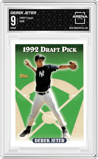 Derek Jeter from the 1993 Topps set graded by Arena Club and given an overall grade of 9.