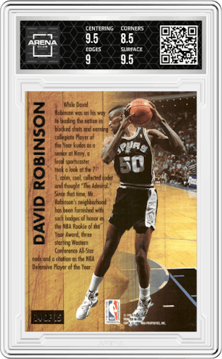 David Robinson from the 1993-94 Fleer Ultra set graded by Arena Club and given an overall grade of 9.