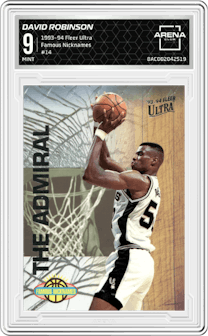 David Robinson from the 1993-94 Fleer Ultra set graded by Arena Club and given an overall grade of 9.