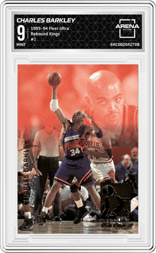 Charles Barkley from the 1993-94 Fleer Ultra set graded by Arena Club and given an overall grade of 9.