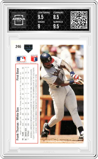Frank Thomas from the 1991 Upper Deck set graded by Arena Club and given an overall grade of 9.