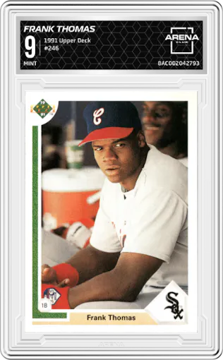 Frank Thomas from the 1991 Upper Deck set graded by Arena Club and given an overall grade of 9.