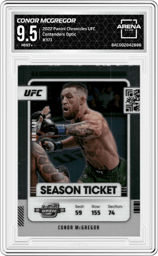 Conor McGregor from the 2022 Panini Chronicles UFC set graded by Arena Club and given an overall grade of 9.5.