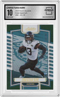 Christian Kirk from the 2023 Panini Absolute set featuring a Green Spectrum parallel graded by Arena Club and given an overall grade of 10.