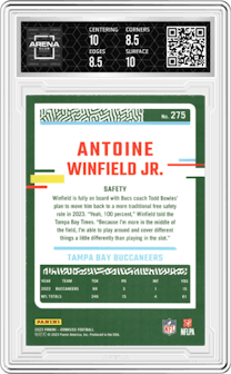 Antoine Winfield Jr. from the 2023 Panini Donruss set graded by Arena Club and given an overall grade of 9.