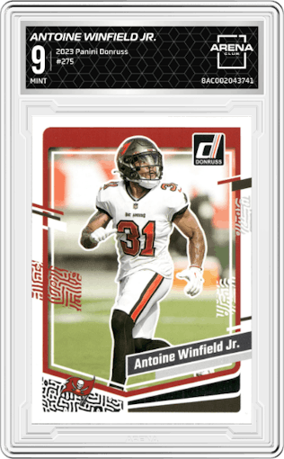 Antoine Winfield Jr. from the 2023 Panini Donruss set graded by Arena Club and given an overall grade of 9.