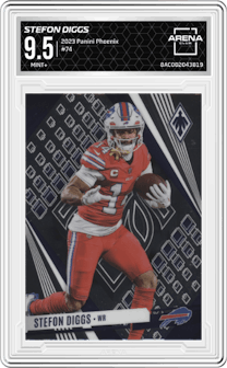 Stefon Diggs from the 2023 Panini Phoenix set graded by Arena Club and given an overall grade of 9.5.