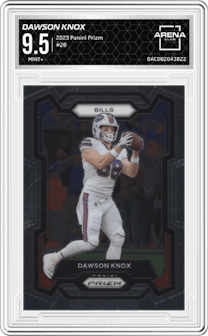 Dawson Knox from the 2023 Panini Prizm set graded by Arena Club and given an overall grade of 9.5.