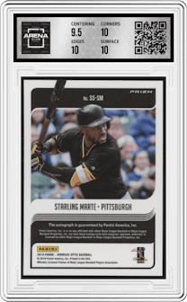 Starling Marte from the 2018 Panini Donruss Optic set graded by Arena Club and given an overall grade of 10.