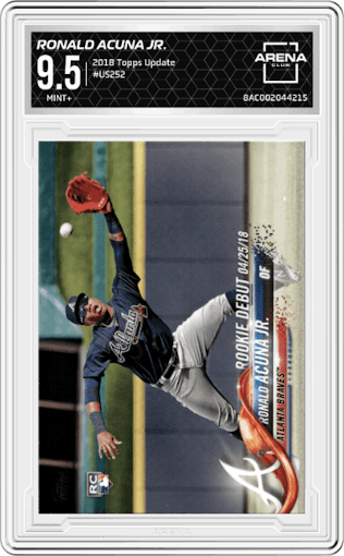 Ronald Acuna Jr. from the 2018 Topps Update set graded by Arena Club and given an overall grade of 9.5.