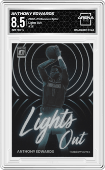 Anthony Edwards from the 2022-23 Panini Donruss Optic  set graded by Arena Club and given an overall grade of 8.5.