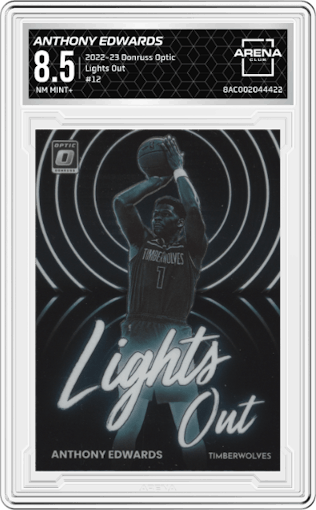 Anthony Edwards from the 2022-23 Panini Donruss Optic  set graded by Arena Club and given an overall grade of 8.5.