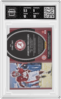 Jameson Williams from the 2022 Panini Chronicles Draft Picks set graded by Arena Club and given an overall grade of 9.5.