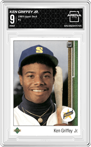 Ken Griffey Jr. from the 1989 Upper Deck set graded by Arena Club and given an overall grade of 9.