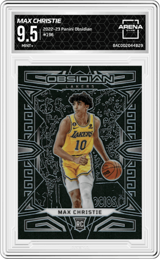 Max Christie from the 2022-23 Panini Obsidian set graded by Arena Club and given an overall grade of 9.5.