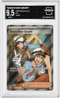 Team Star Grunt from the 2023 Pokemon SV set graded by Arena Club and given an overall grade of 9.5.