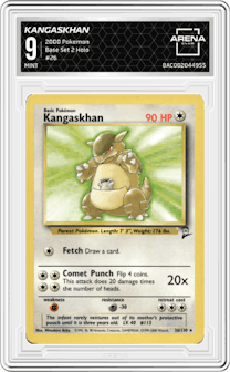 Kangaskhan from the 2000 Pokemon set graded by Arena Club and given an overall grade of 9.