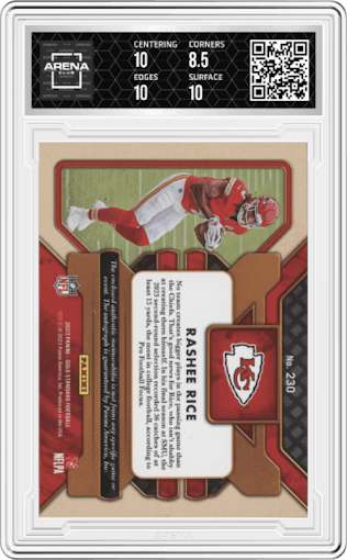 Rashee Rice from the 2023 Panini Gold Standard set graded by Arena Club and given an overall grade of 9.
