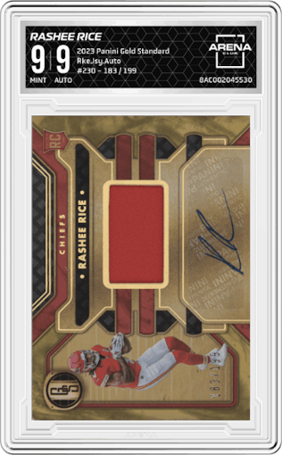 Rashee Rice from the 2023 Panini Gold Standard set graded by Arena Club and given an overall grade of 9.