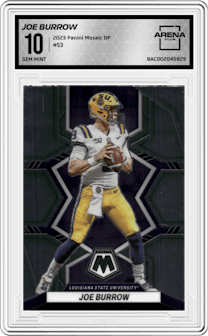 Joe Burrow from the 2023 Panini Mosaic Draft Picks set graded by Arena Club and given an overall grade of 10.