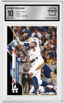 Chris Taylor from the 2020 Topps Series 2 set featuring a Black parallel graded by Arena Club and given an overall grade of 10.