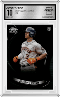 Jeremy Pena  from the 2022 Topps Chrome Black set graded by Arena Club and given an overall grade of 10.